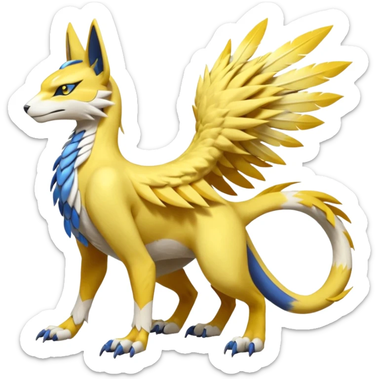 Latias-Vernid-Lombax-Renamon-Zeraora-Bastet-Fakémon-Digimon-hybrid-fusion-creature, full body sticker