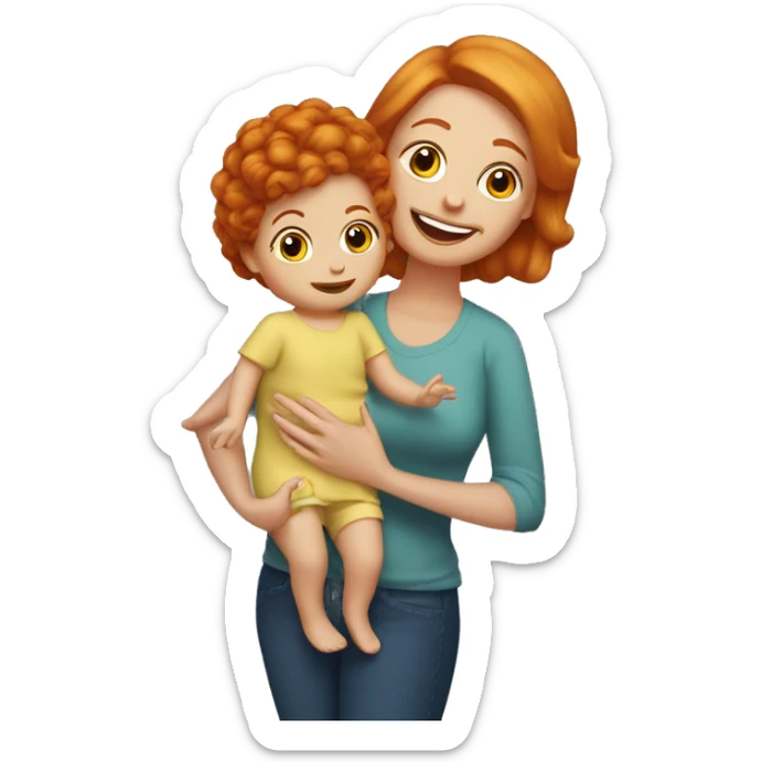Red head mawmaw holding blonde hair toddler girl sticker