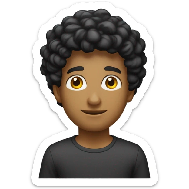 Jovem, Moreno, Cabelo ondulado preto, olhos pretos, boca grande com aparelho, nariz reto e comprido sticker