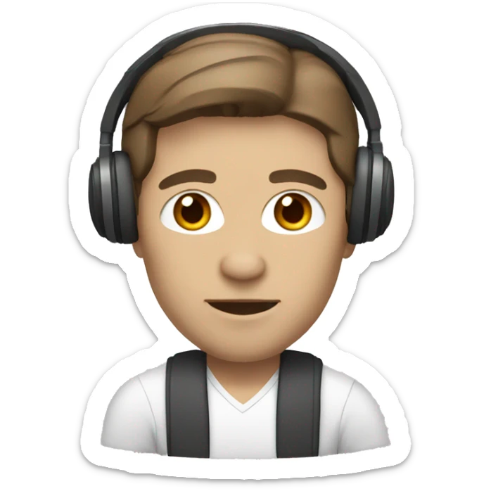 football coach with headset white skin brown hair no glasses sticker