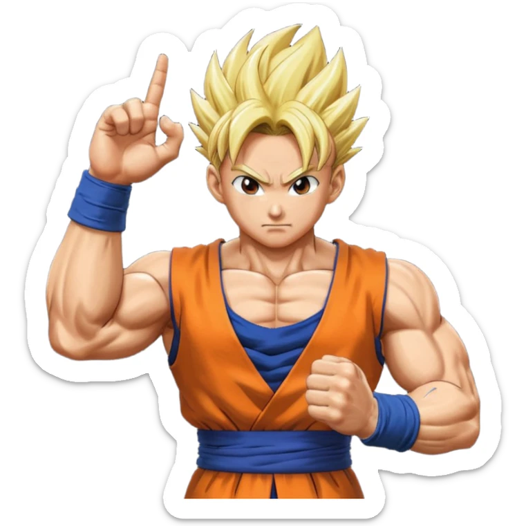 dragon ball gohan with his two fingers and arms facing right to fusion with trunks  sticker
