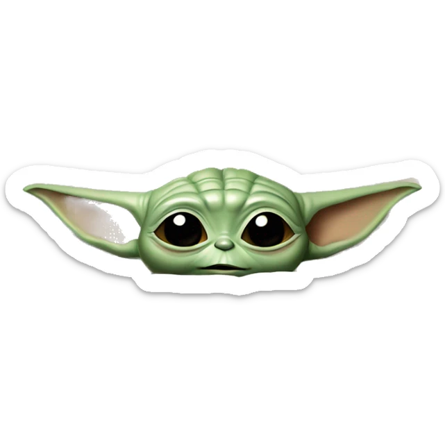 baby yoda is lying in bed with his eyes closed. Around him are flying letters ZZZZ sticker