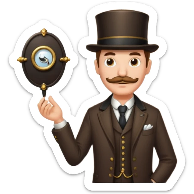 emoji of a gentleman with moustache and monocle standing nearby door welcoming you sticker