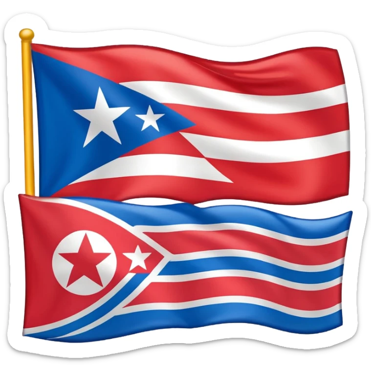 About a emoji flag hack combination with Puerto Rico + North Korea emoji flag combination flag hack as a flag sticker