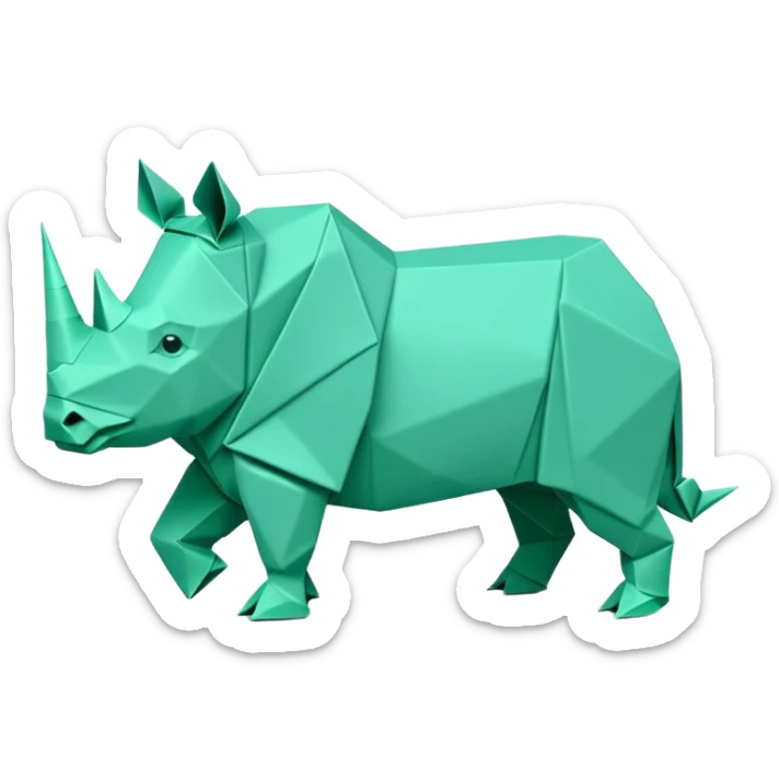 origami rhino in color green mint rgb(168, 251, 211) sticker