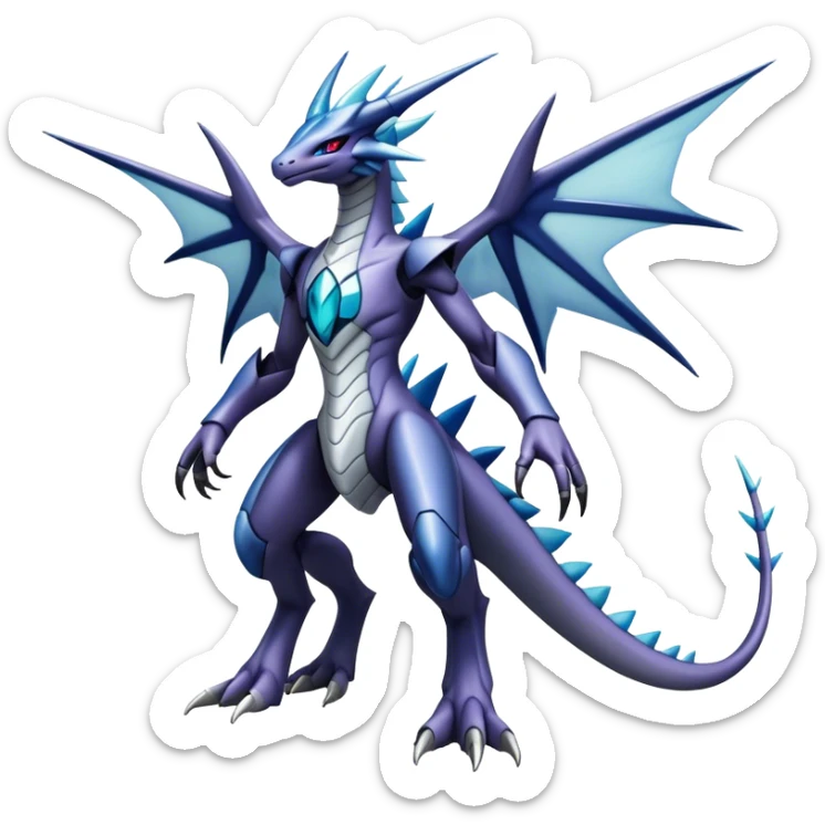  Cool Edgy Shiny Godly Ethereal Digimon-Genesect-Dialga-Reptile-hybrid full body sticker
