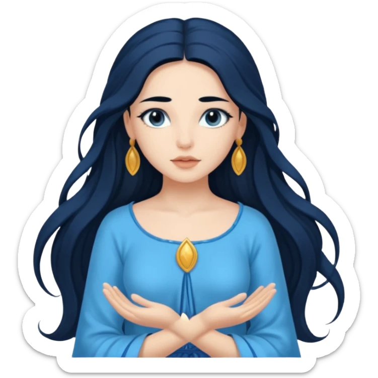 Salacia, Salt Water Goddess from Rome Mythology with long black hair, blue outfit sticker