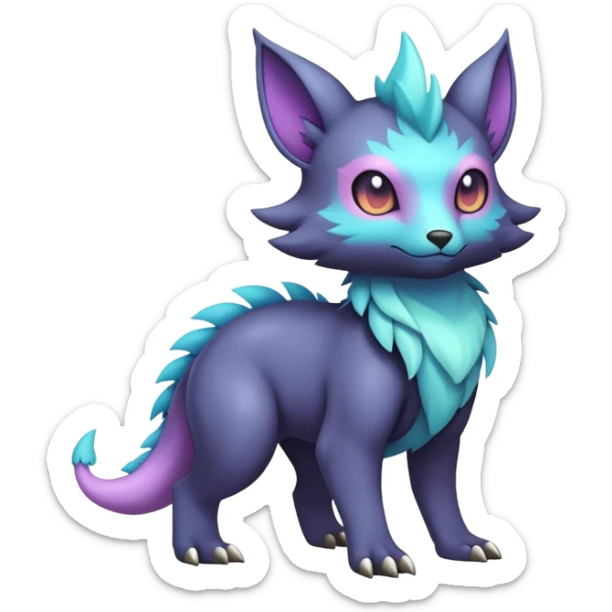 cool colorful dark pastel fantasy animal hybrid Fakemon full body sticker
