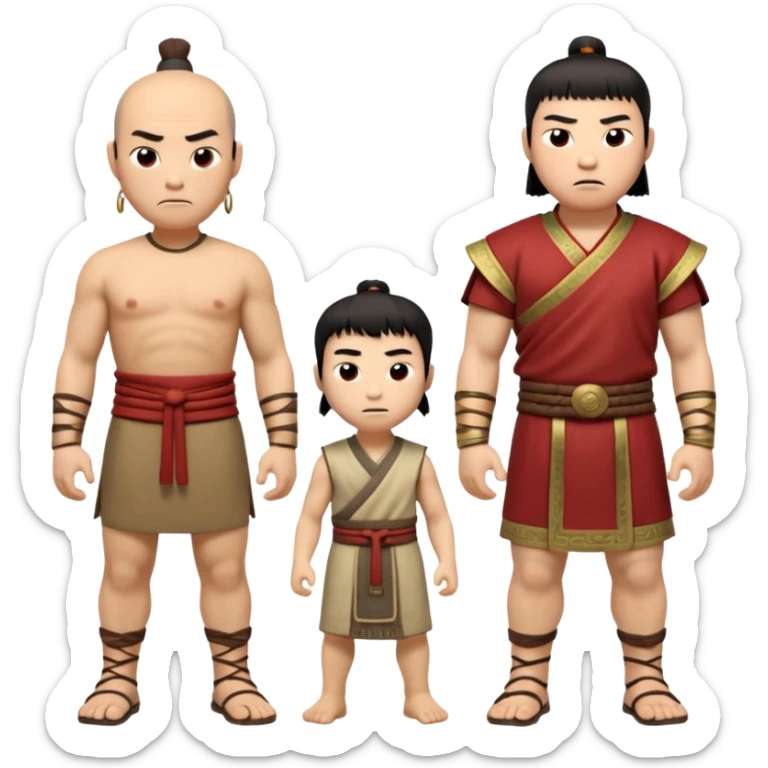 create an emoji set of a cartoonish full body chinese man from 2000 BC doing 16 verbs or emotions sticker