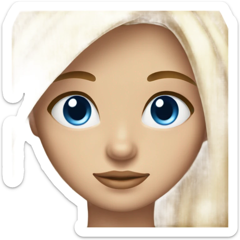 Blonde girl with a big of light brown roots and blue eyes with a bit of brown in them  sticker