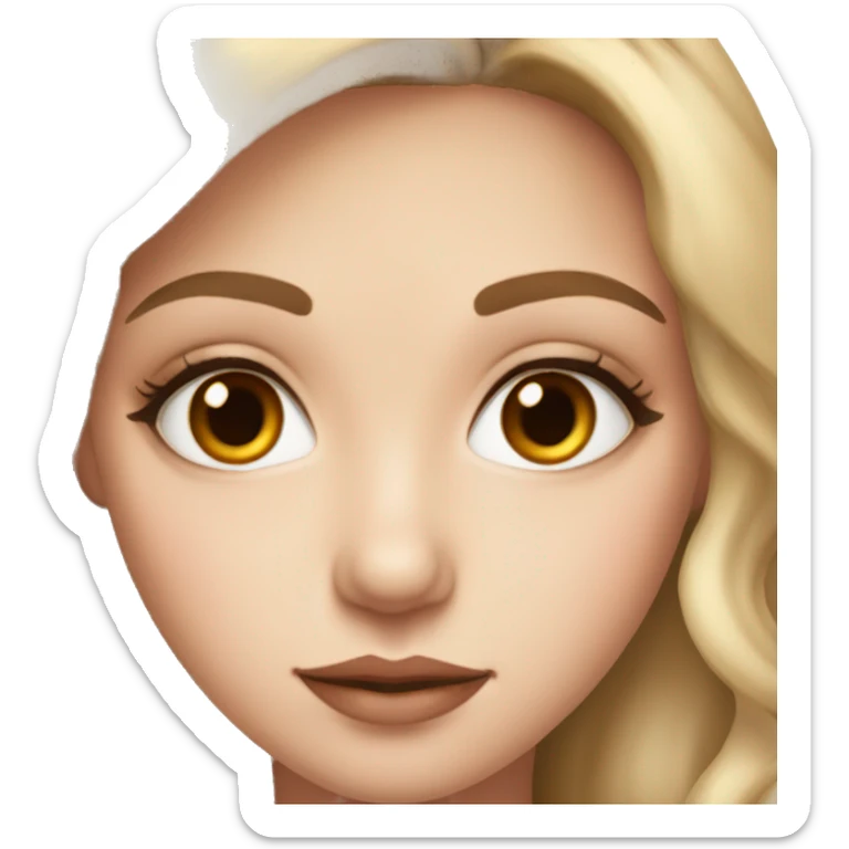 portrait of a girl with fair skin, brown eyes, and a beautiful makeup  sticker