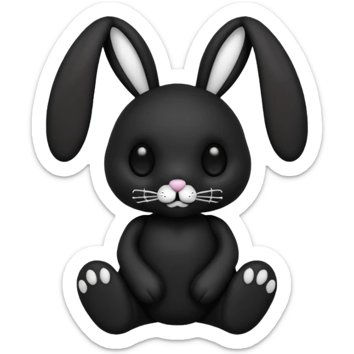 Emoji pour twitch d'une peluche lapin squelette noir qui dit bonjour sticker