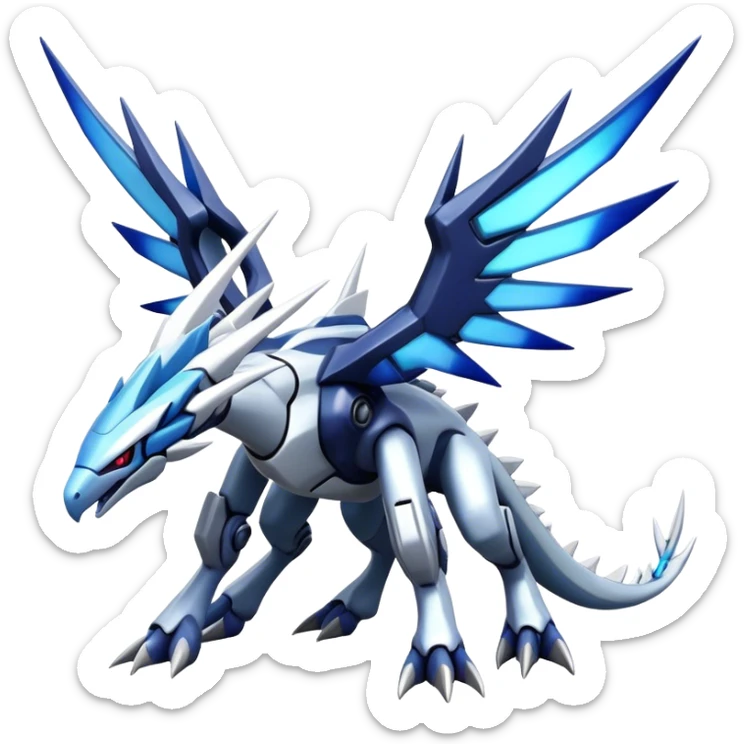  Cool Edgy Shiny Futuristic Ethereal Legendary Dialga-Digimon-Palkia-hybrid full body sticker