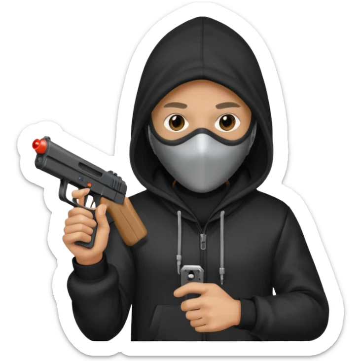 Hoodlum burglar madk and gun with switch and extended clip sticker