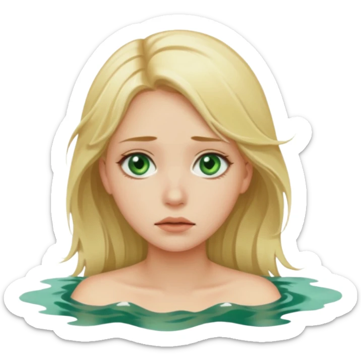 sad depressed weak cs major who is a pretty girl with blond hair and green eyes drowning on ship, very pretty very sad and weak sticker