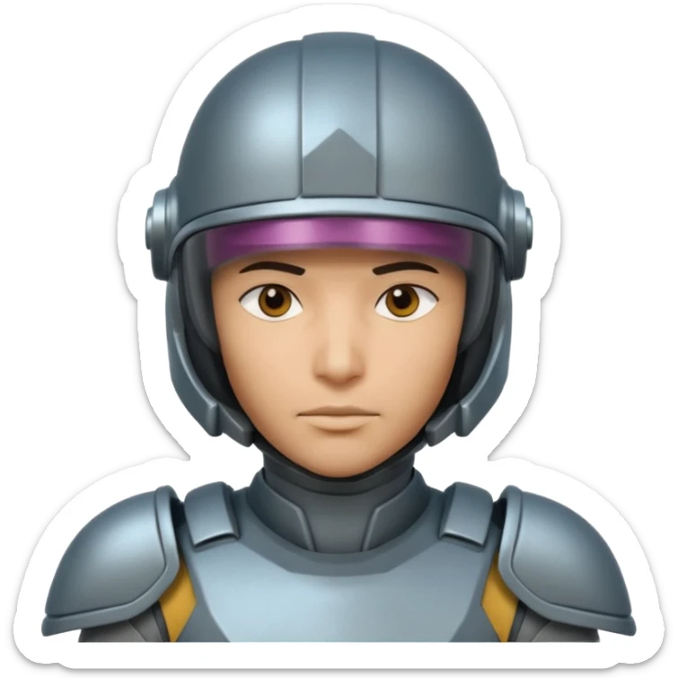 futuristic armored soldier human portrait, head and shoulders only, South Asian facial features, helmet visor, sci-fi armor details, 3D cartoon, mobile game icon style, clean background, no text, no watermark
 sticker