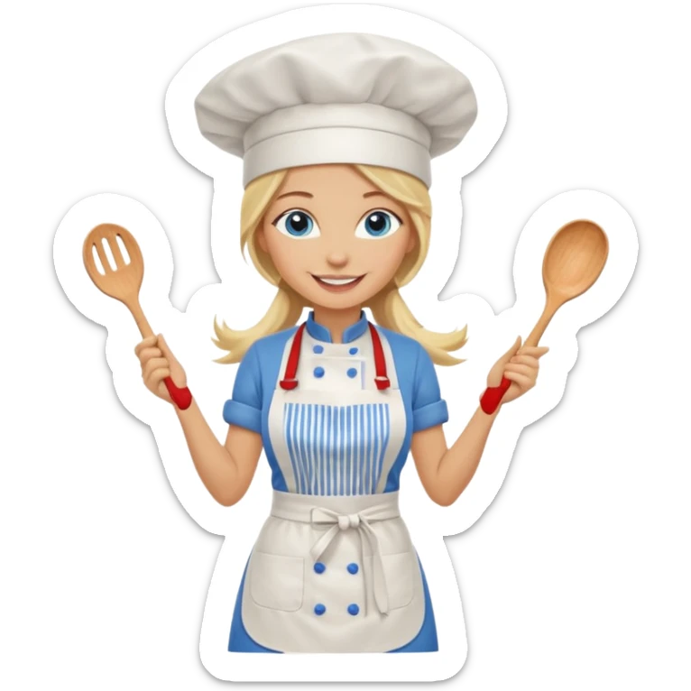 Full body 
Sexy Long Blonde hair blue eyed female chef sticker