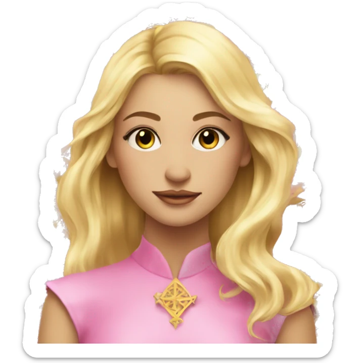 Blonde beautiful girl with pink pink tarot gold cards sticker