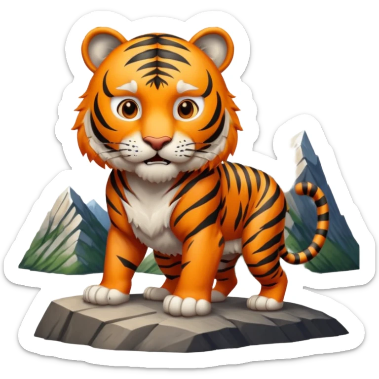 Tigre adulto feroz con la cara mas real no de caricatira en la cima montaña  sticker