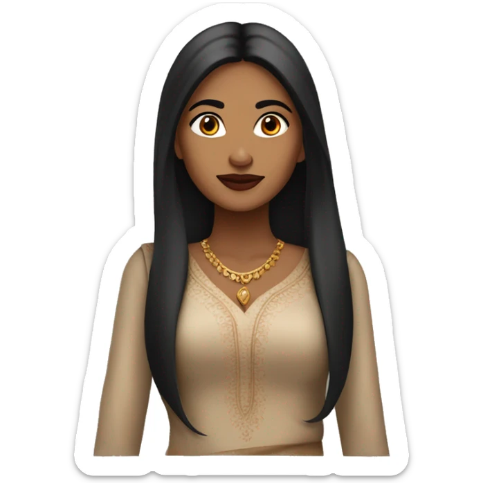 beautiful indian woman with dark brown eyes, very long straight hair and nice lipstick sticker