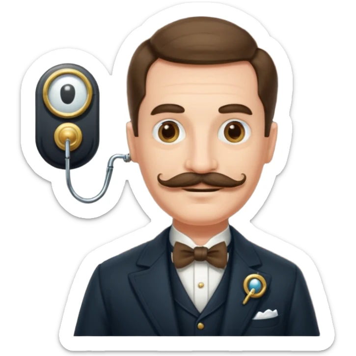 emoji of a gentleman with moustache and monocle standing nearby door welcoming you sticker