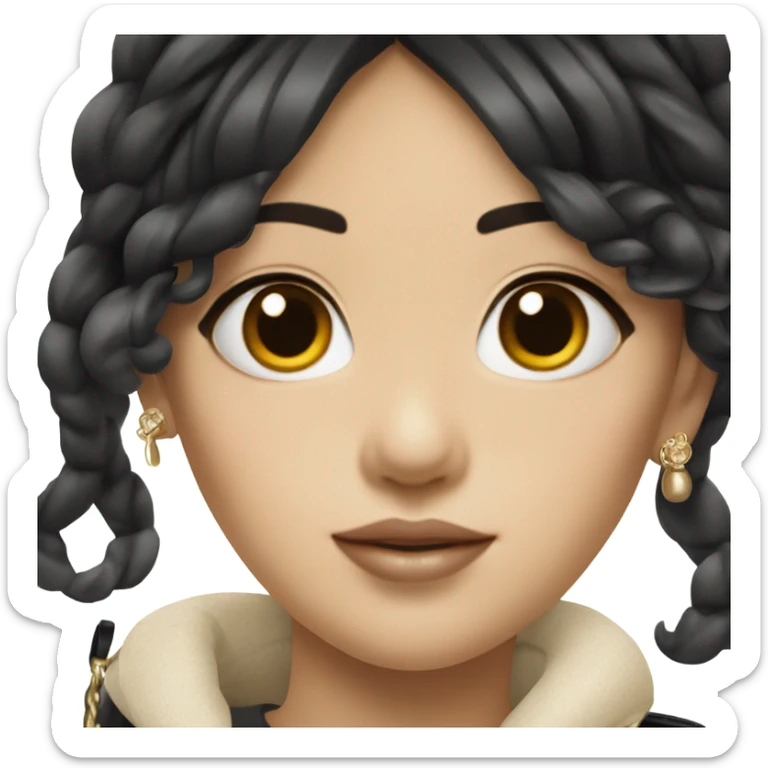 Dark hair Chanel Asian Girl with Birkin bag and Chanel necklace sticker