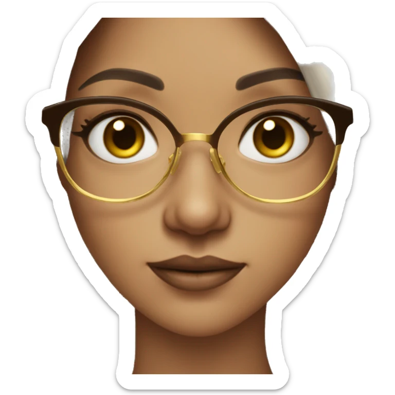 Fair-skin Brunette girl with brown eyes and gold large glasses sticker