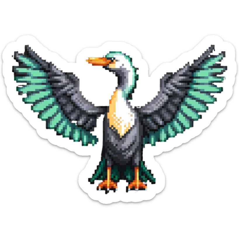 Liver bird, mythical bird symbol of Liverpool, cormorant-like bird with outstretched wings sticker