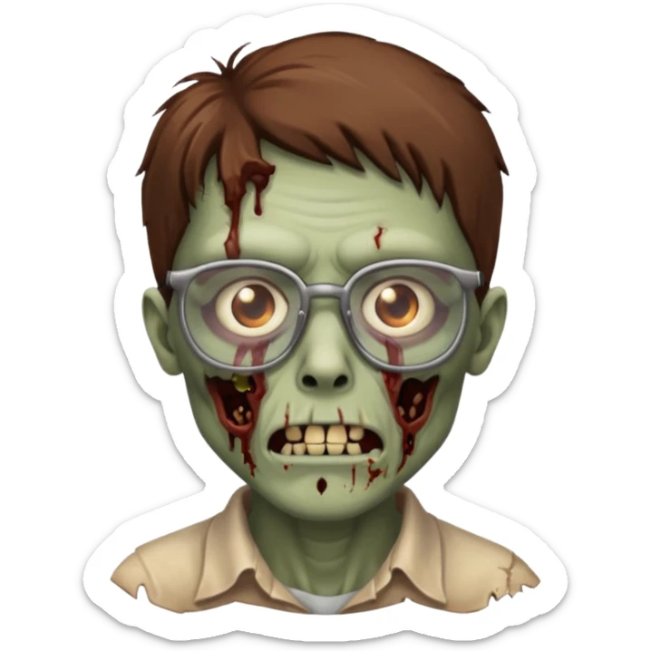 zombie with brown glasses sticker