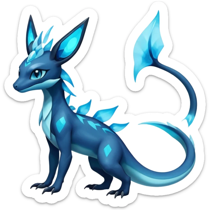 Colorful Dark Shiny Exotic Salandit-Aurorus-Glaceon-Fakémon-hybrid-creature (full body)  sticker