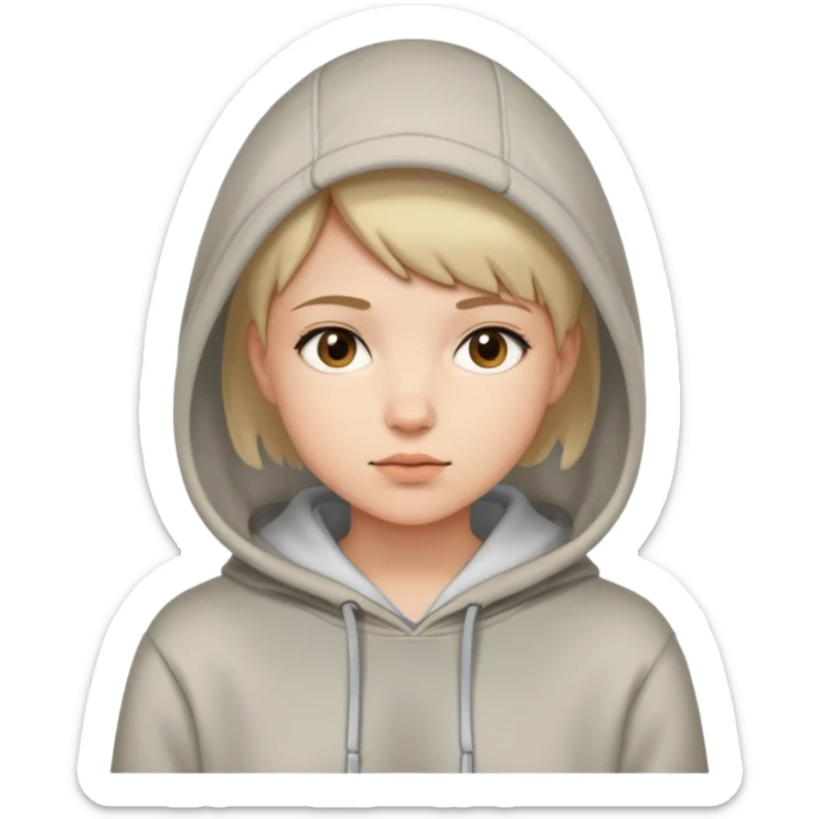 short hair girlie wearing a hoodie sticker