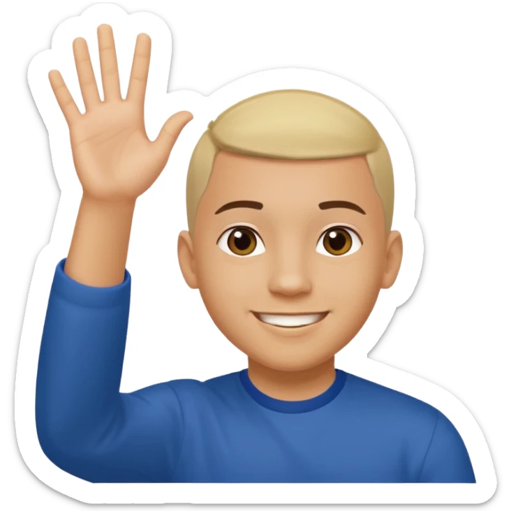 joven trigueno corte de pelo reguetoon sonrisa bonita saludando mano arriba sticker