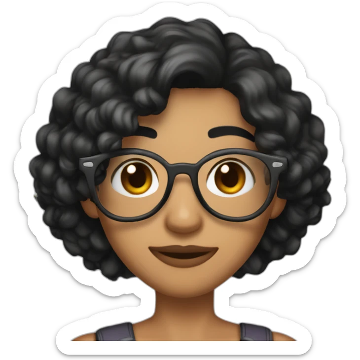 a dimaond shaped face with glasses clear face shorthair wheaty skin tone  and black hair with a good jawline sticker