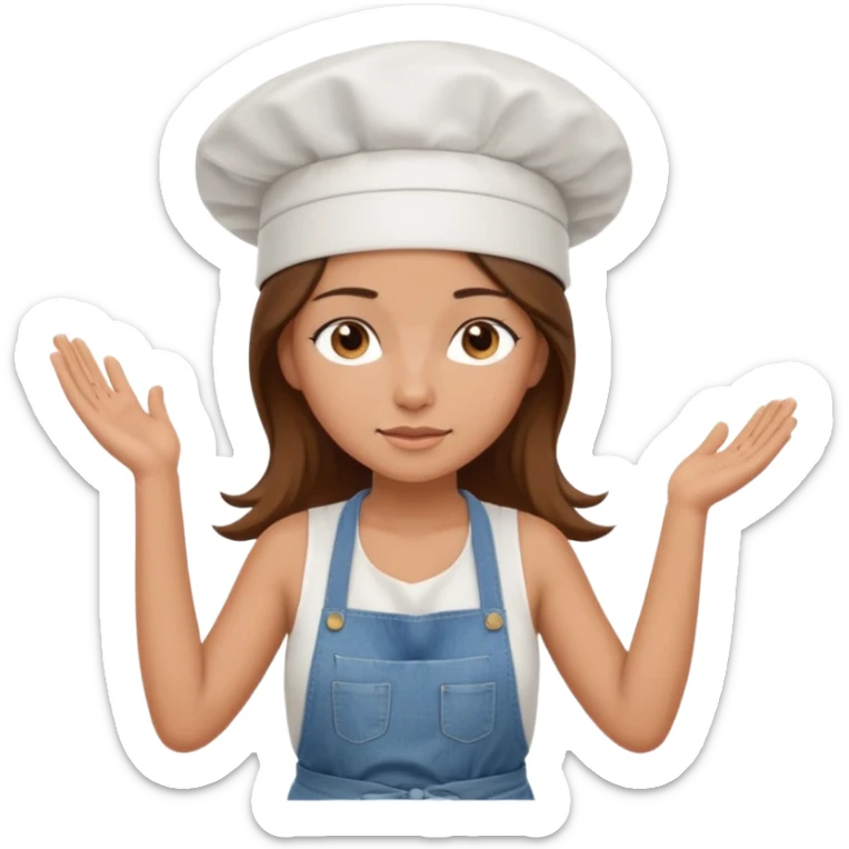 Sexy Full body  pretty
Long brown hair brown eyed female chef wearing white tank top, denim shorts and chef hat arms folded sticker