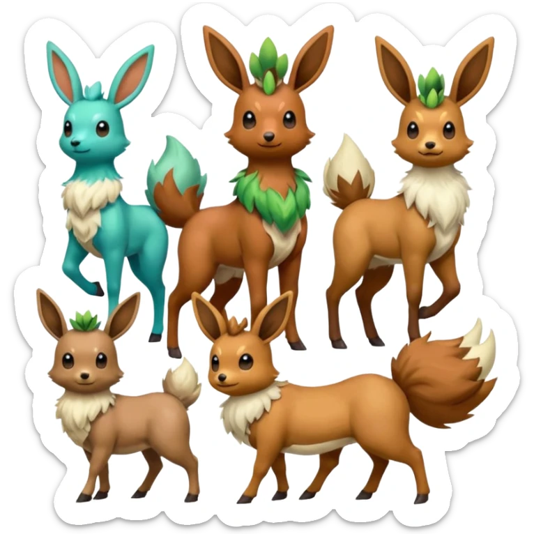 Stantler-Eevee-Skiddo-Mudbray-Amaura-Flareon-Virizion-fusion  sticker