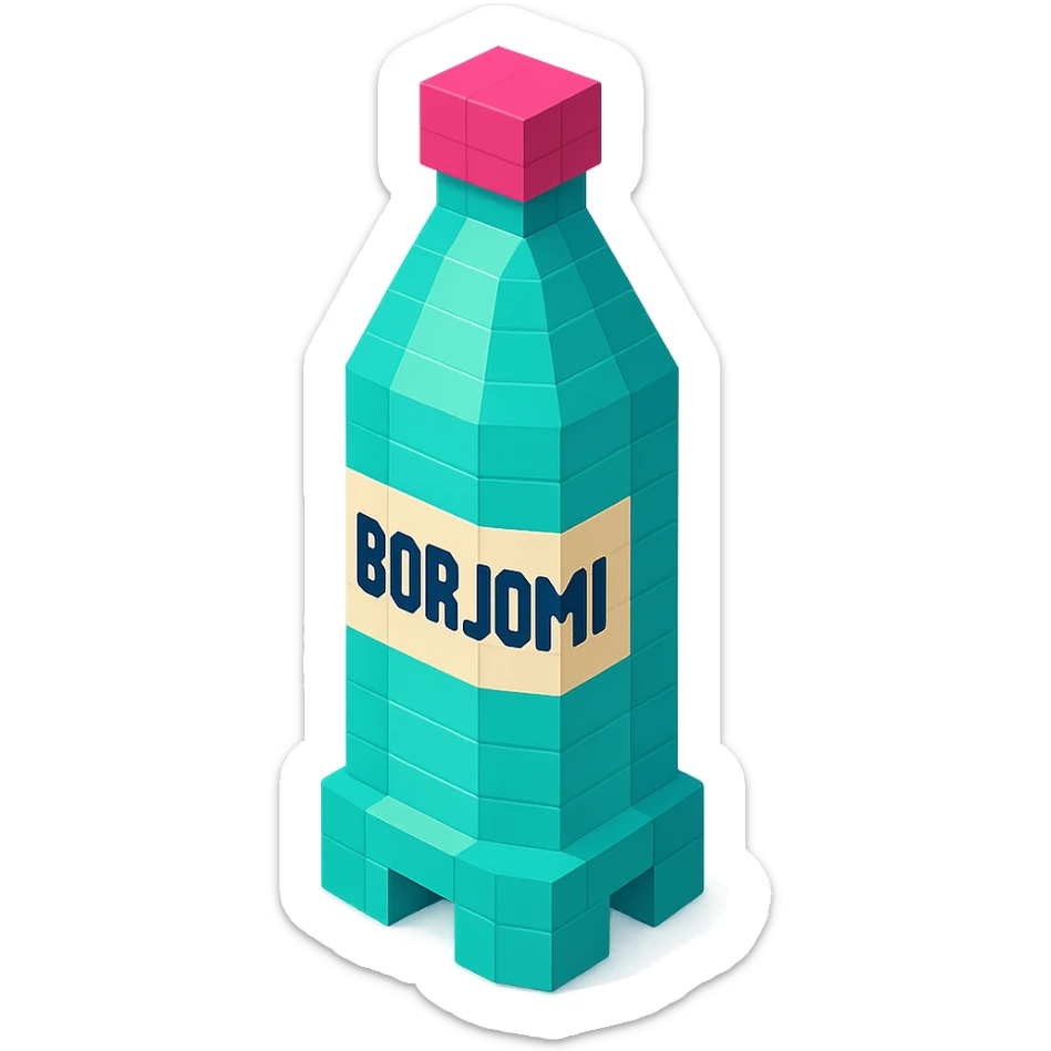 Borjomi bottle with a matte finish and a cap sticker
