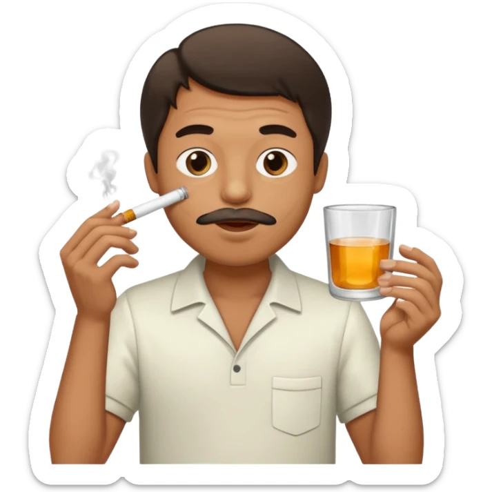 Man smoking from glass pong , the pong in his mouth (like this pong ⚗️) sticker