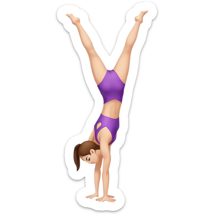 White girl with brownhair, gymnast doing handstand / cart wheel sticker