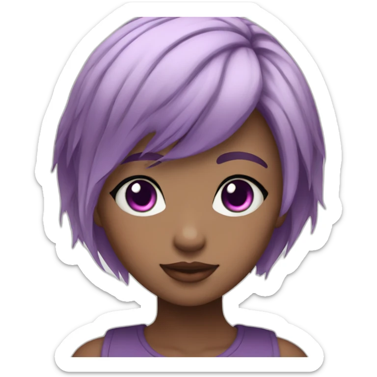 cute animate girl-purple eyes-grey pink hair-short hair sticker