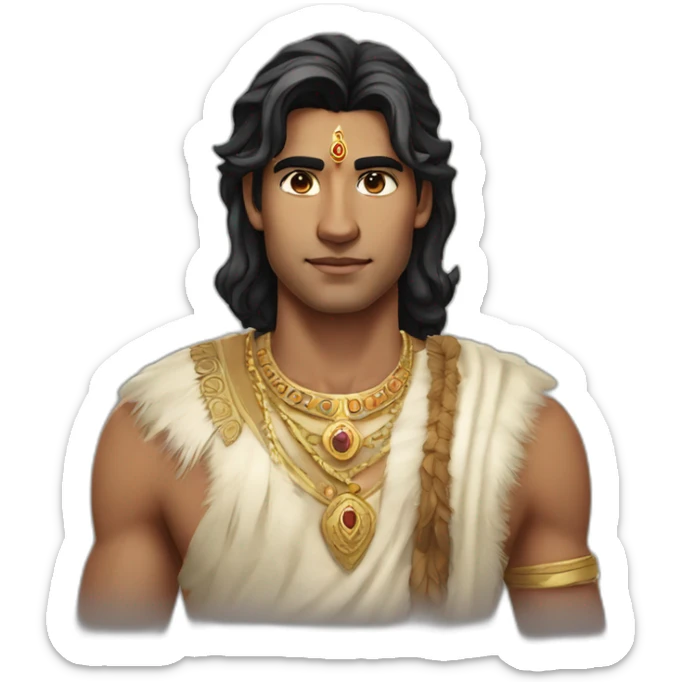 20 years old handsome white skin indian king with black eyes and hair sticker