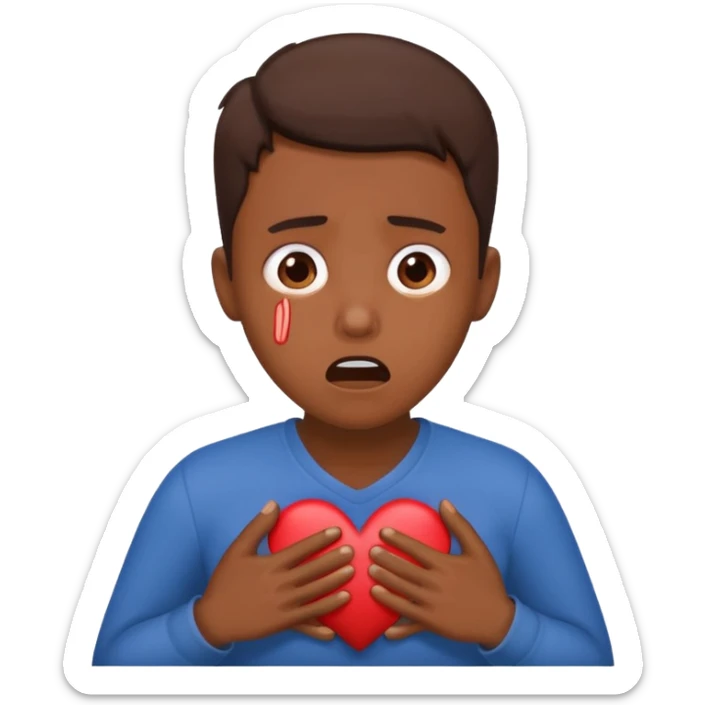 heart thumping out of chest brown skin person sticker