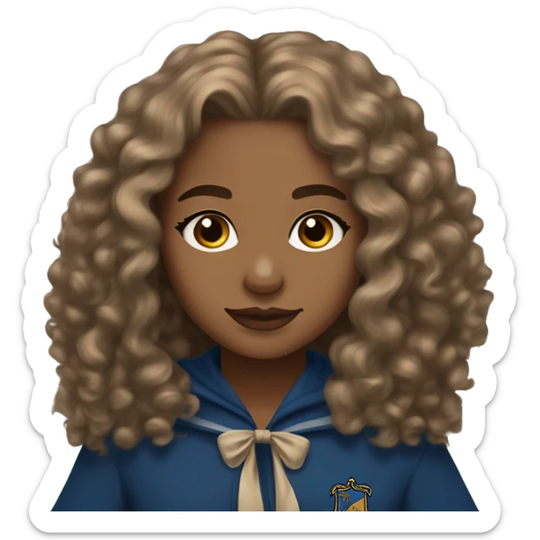 Ravenclaw girl loose curly hair light brown skin sticker