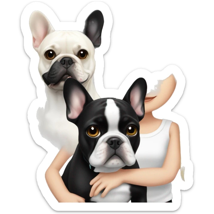 black/white french bulldog with blonde girl sticker