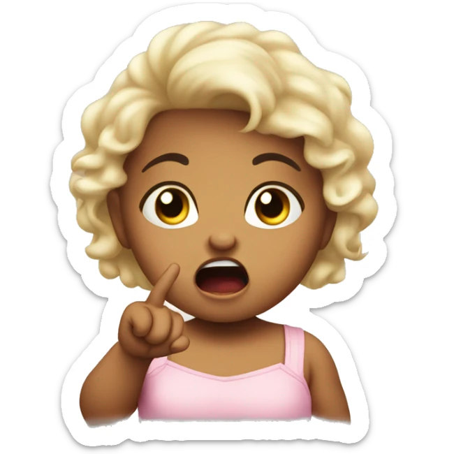 very furious baby girl toddler pointing with hand at someone sticker