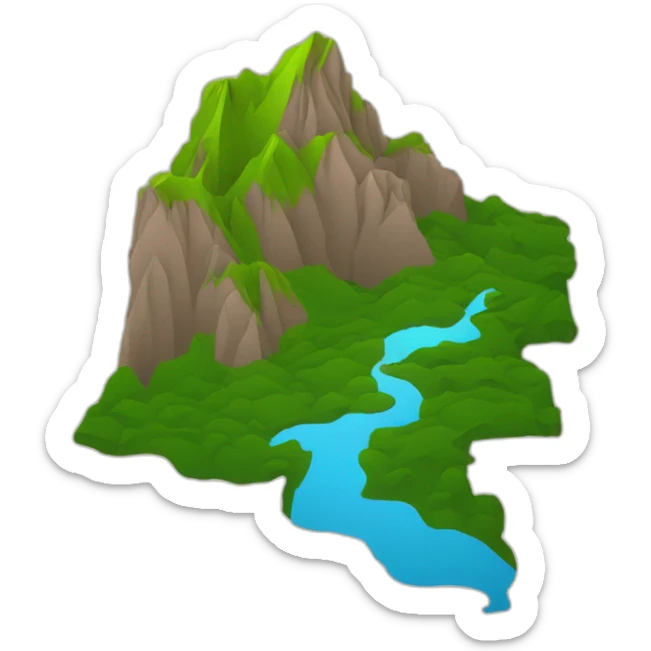 Colombia outline country with 3D effect of mountains and rivers, top view sticker