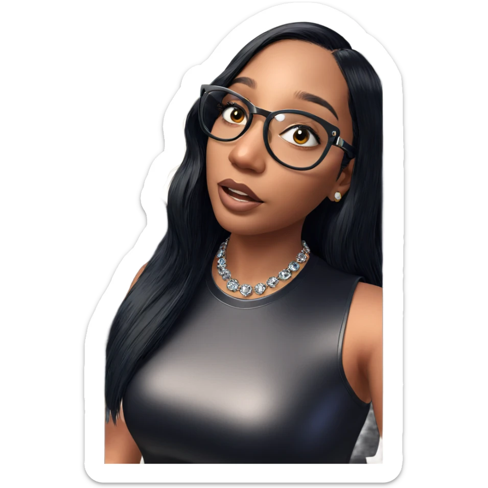 girl with black hair jewelry sticker