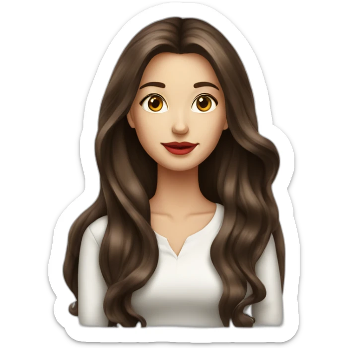 Brunette-girl-long-hair-old-money-fashion-style-red sticker