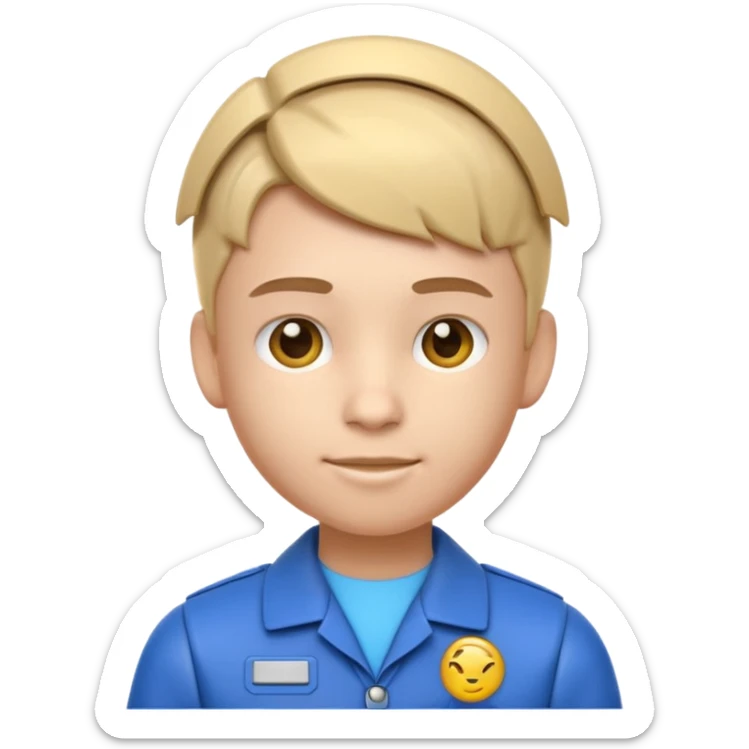 A 3D emoji with a Pixar style that the depicts a person who is learning to become a mechatronic as his highchool extended profile. He is a young boy in a highschool age. sticker