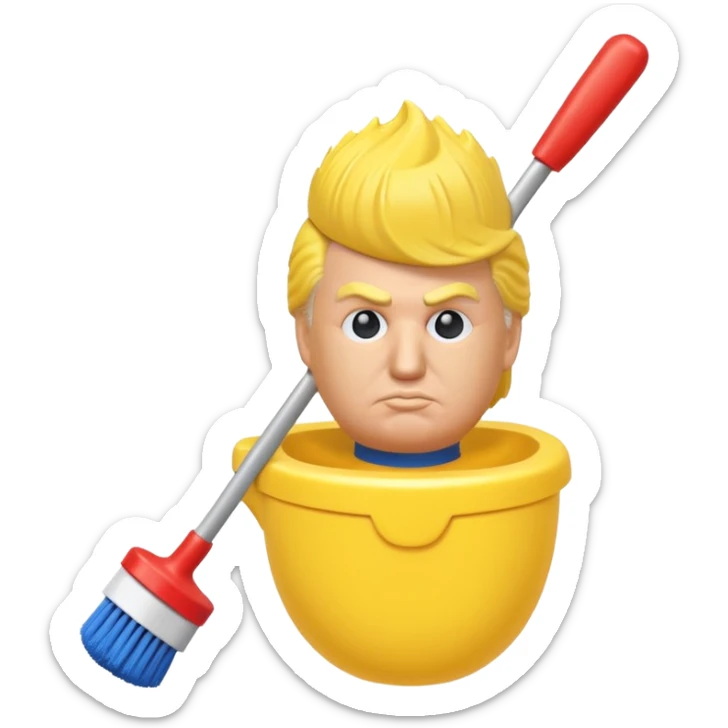 a toilet brush in the shape of donald trump sticker