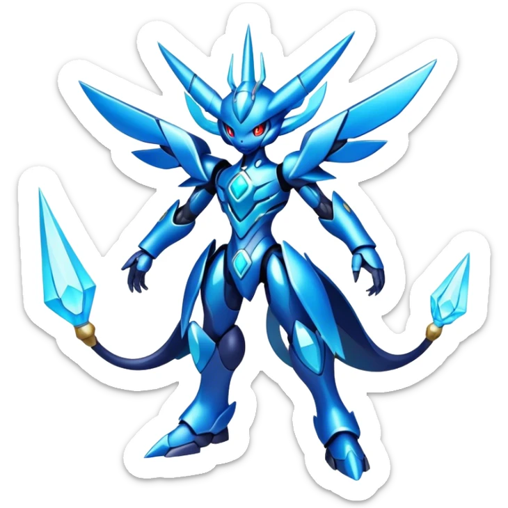Shiny Futuristic Celestial Godly Fakemon-Pokemon-Digimon-Spectrobes-fusion, full body sticker